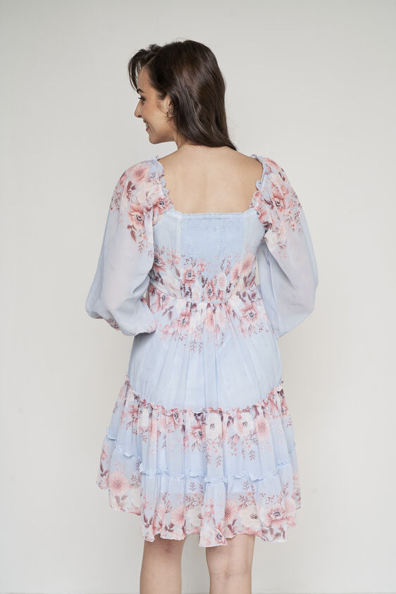 Powder Blue Floral Flounce Dress, Powder Blue, image 5